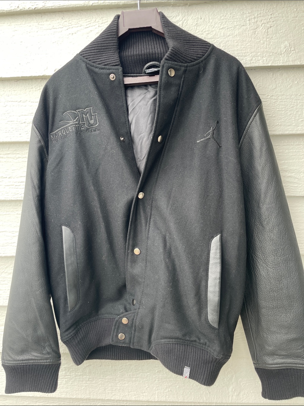 Jordan Black Wool & Leather Varsity Jacket - Marquette University